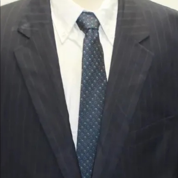 JOS A BANK Men Blazer 46R Black Striped 100% Wool Lined 2 Buttons - Picture 4 of 7